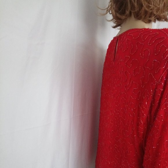 RAMBOB FASHION 3X  ALL SEQUIN BEADED TOP 100% SILK - Picture 7 of 9